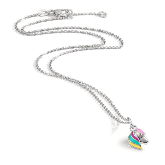 Halskette mit Anhänger Silber Zirkonia rhodiniert Pferd 36-38 cm verstellbar