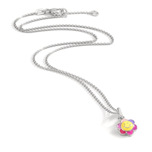 Halskette mit Anhänger Silber rhodiniert Smiley 36 cm