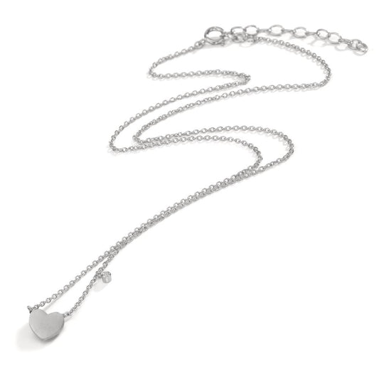 Collier Silber Zirkonia weiss Herz 42-47 cm verstellbar