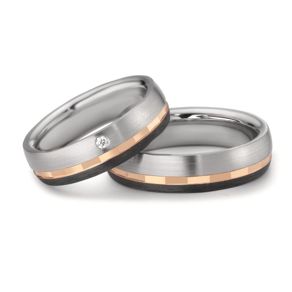 Partnerring Edelstahl, 375/9 K Rotgold