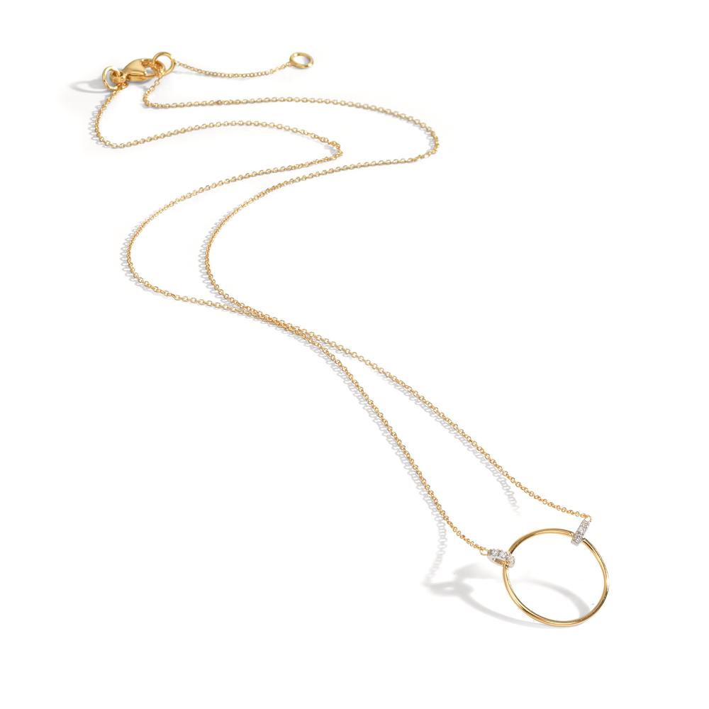 Collier 375/9 K Gelbgold, 375/9 K Weissgold Zirkonia 6 Steine 42-45 cm verstellbar Ø14 mm
