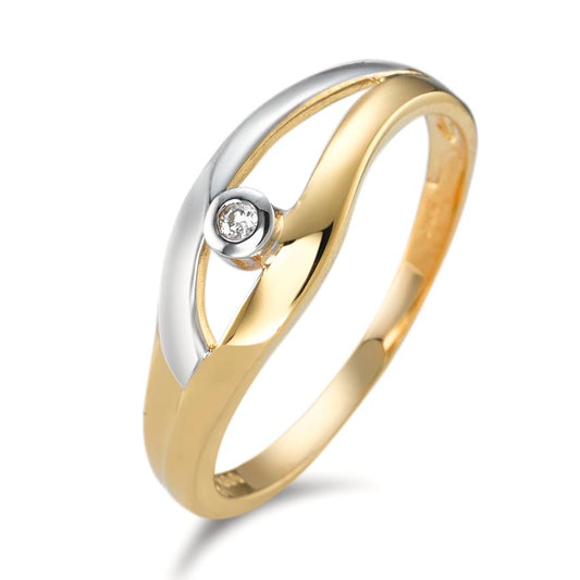 Fingerring 750/18 K Gelbgold Diamant 0.02 ct, w-pi2