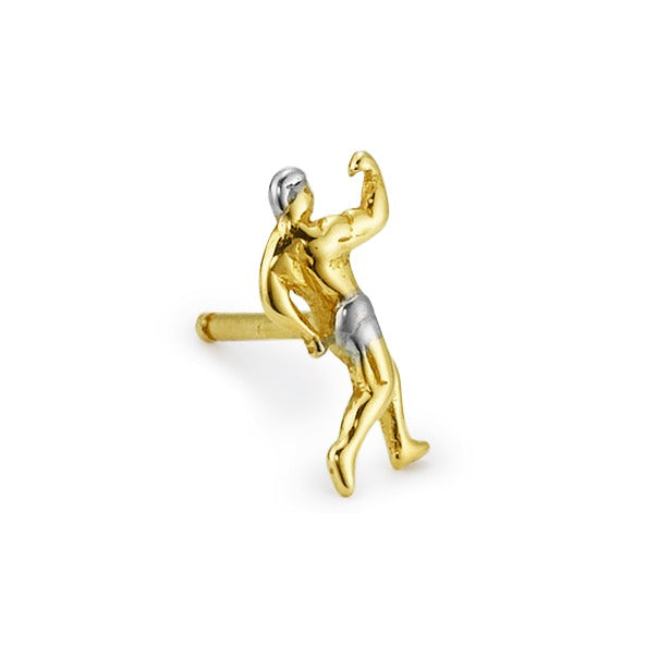 Ohrstecker 1 Stk 750/18 K Gelbgold Bodybuilding, Kraftsportart
