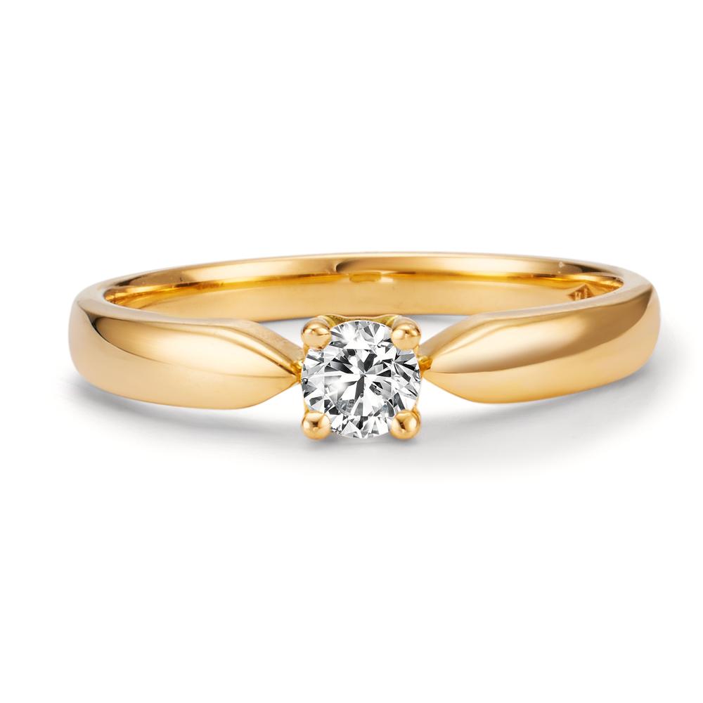 Solitär Ring 750/18 K Gelbgold Diamant 0.20 ct, w-si