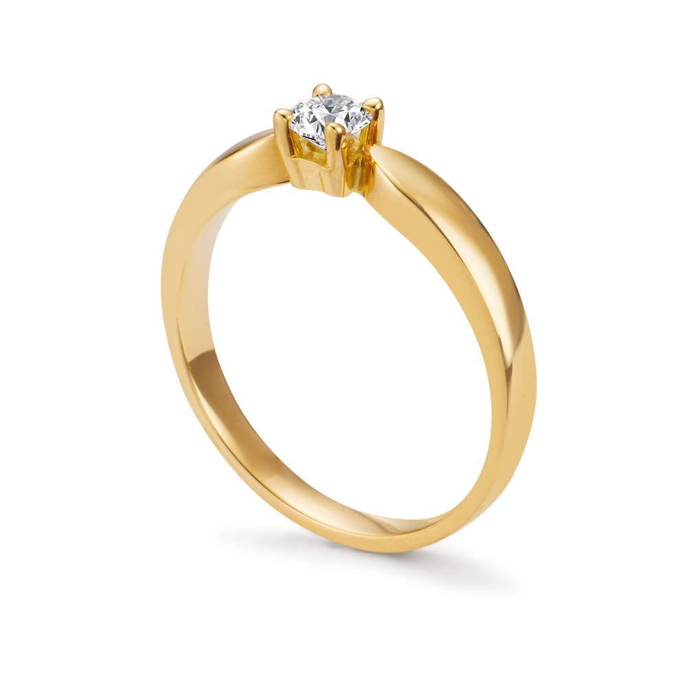 Solitär Ring 750/18 K Gelbgold Diamant 0.20 ct, w-si
