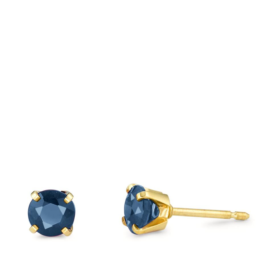 Ohrstecker 750/18 K Gelbgold Saphir 0.64 ct, 2 Steine Ø4 mm