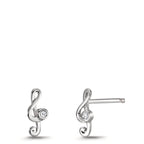Ohrstecker Silber Zirkonia rhodiniert Notenschlüssel