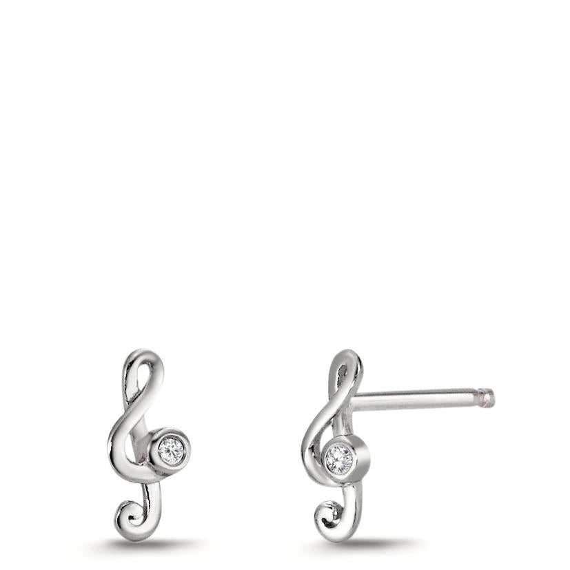 Ohrstecker Silber Zirkonia rhodiniert Notenschlüssel