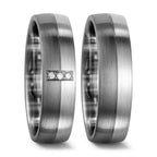 Partnerring 375/9 K Weissgold, 500 Palladium Diamant 0.03 ct, 3 Steine, tw-si