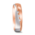 Partnerring 750/18 K Rotgold, 750/18 K Weissgold Diamant 0.045 ct, 3 Steine, tw-vsi