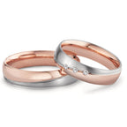 Partnerring 750/18 K Rotgold, 750/18 K Weissgold Diamant 0.045 ct, 3 Steine, tw-vsi