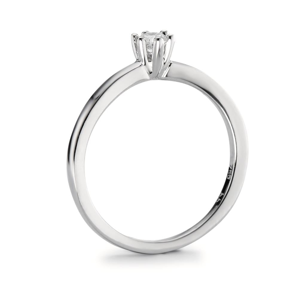 Solitär Ring 750/18 K Weissgold Diamant 0.15 ct, w-si