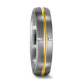 Fingerring 950 Palladium, 750/18 K Gelbgold Diamant 0.02 ct, 4 Steine, tw-vsi