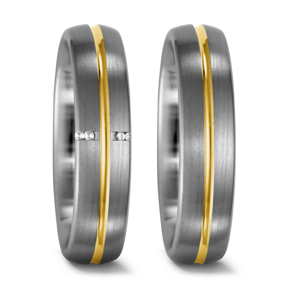 Fingerring 950 Palladium, 750/18 K Gelbgold