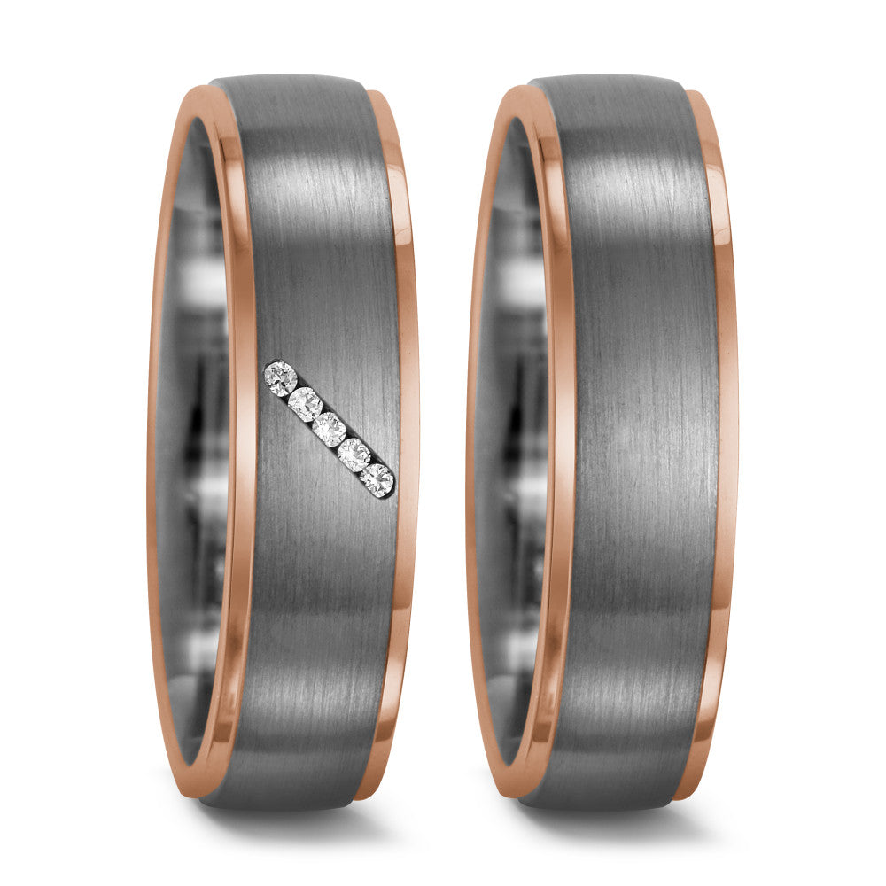 Fingerring 950 Palladium, 750/18 K Rotgold