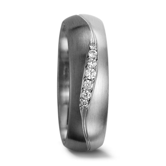Partnerring 500 Palladium, 375/9 K Weissgold Diamant 0.08 ct, 7 Steine, tw-vsi