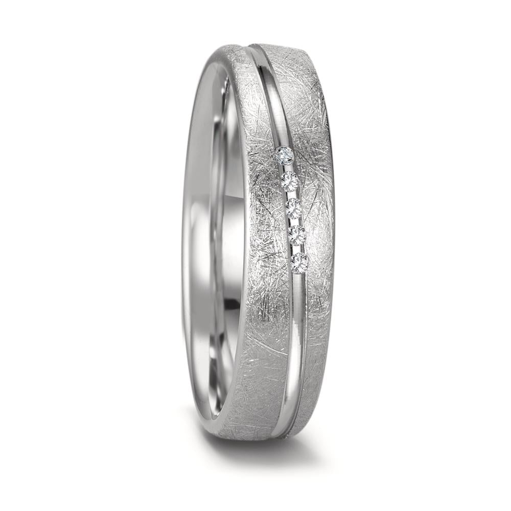 Partnerring 750/18 K Weissgold Diamant 0.025 ct, 5 Steine, tw-si