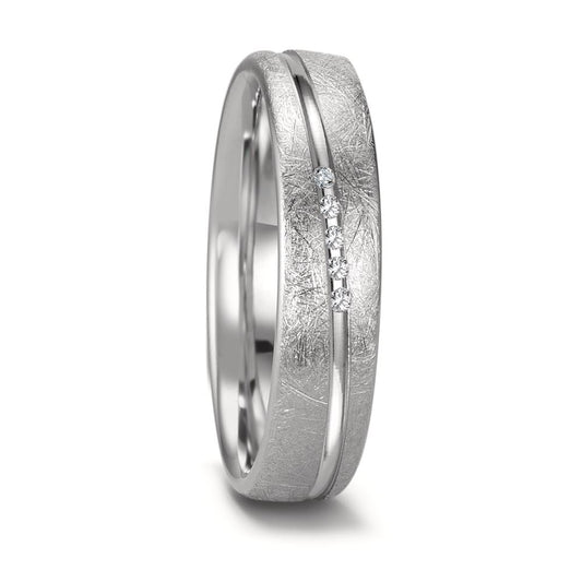 Partnerring 750/18 K Weissgold Diamant 0.025 ct, 5 Steine, tw-si