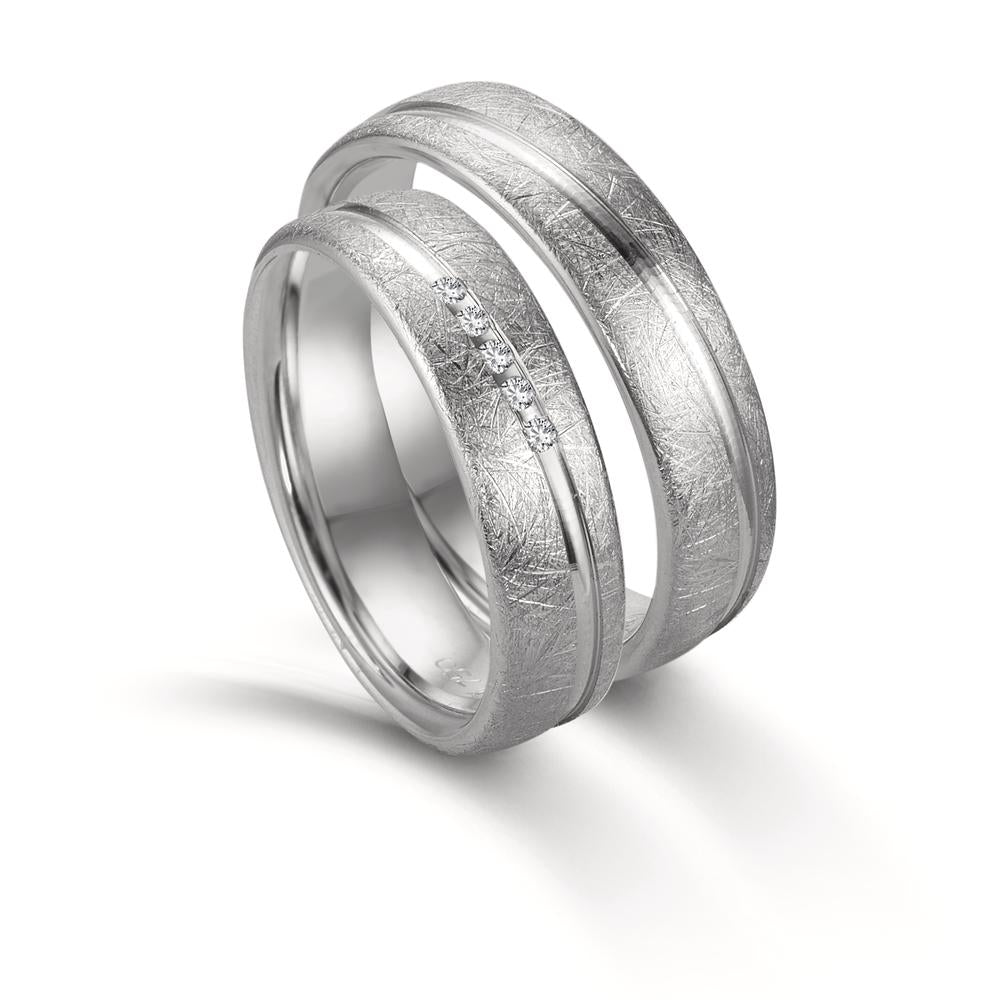 Partnerring 750/18 K Weissgold Diamant 0.025 ct, 5 Steine, tw-si