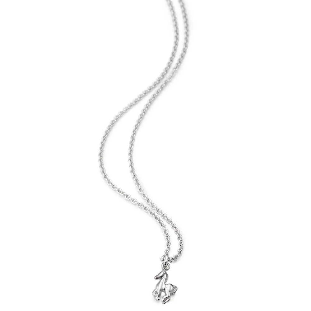 Halskette mit Anhänger Silber rhodiniert Pferd Ø1 mm