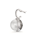 Anhänger 750/18 K Weissgold Diamant weiss, 0.19 ct, 32 Steine, Brillantschliff, tw-vsi Süsswasserzuchtperle weiss, 12.5 mm Ø16 mm