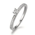 Solitär Ring 750/18 K Weissgold Diamanten weiss, 0.20 ct, Brillantschliff, w-si Ø3 mm