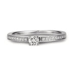 Solitär Ring 750/18 K Weissgold Diamanten weiss, 0.20 ct, Brillantschliff, w-si Ø3 mm