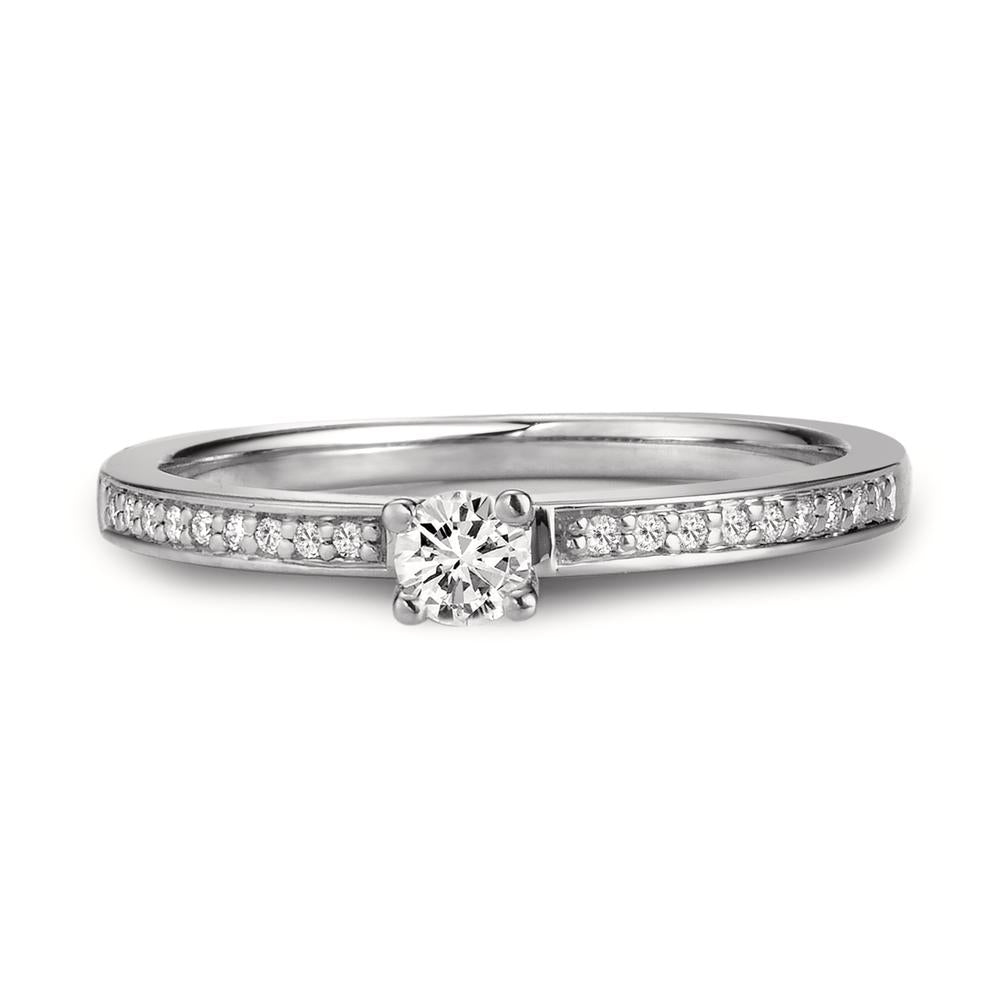 Solitär Ring 750/18 K Weissgold Diamanten weiss, 0.20 ct, Brillantschliff, w-si Ø3 mm