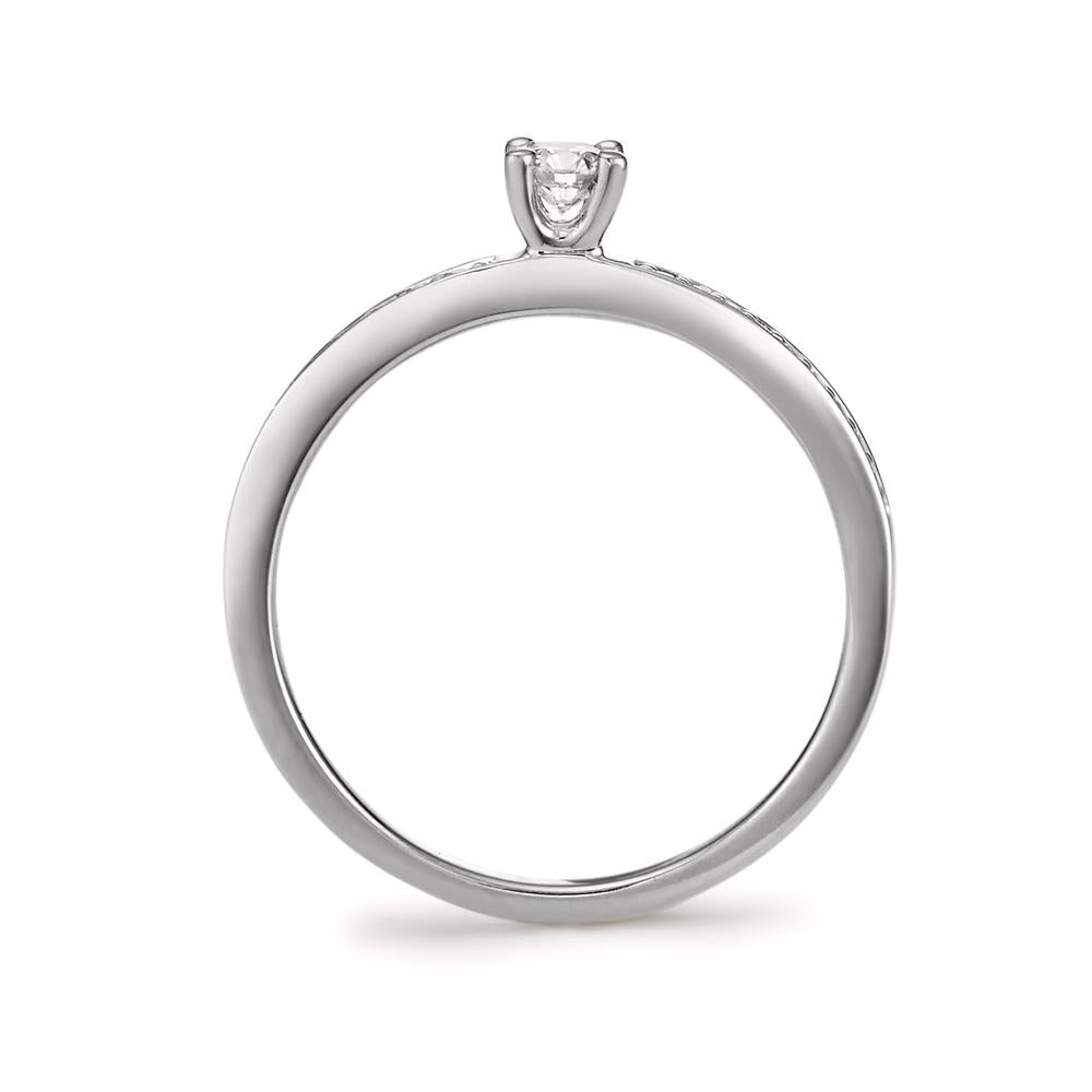Solitär Ring 750/18 K Weissgold Diamanten weiss, 0.20 ct, Brillantschliff, w-si Ø3 mm