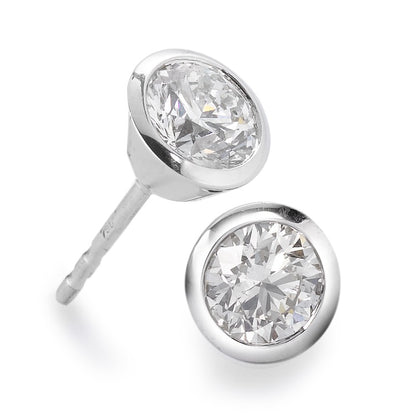 Ohrstecker 750/18 K Weissgold Diamant weiss, 0.35 ct, 2 Steine, Brillantschliff, w-si Ø5 mm