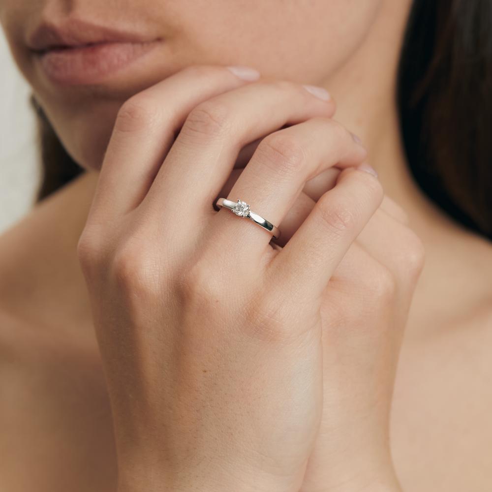 Solitär Ring 750/18 K Weissgold Diamant weiss, 0.25 ct, Brillantschliff, w-si