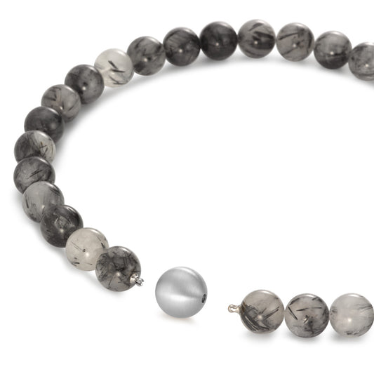 Collier Edelstahl Bergkristall mehrfarbig, 14 mm, Onyx 16 mm 45 cm Ø14 mm