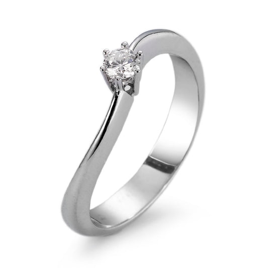 Solitär Ring 750/18 K Weissgold Diamant weiss, 0.15 ct, si rhodiniert