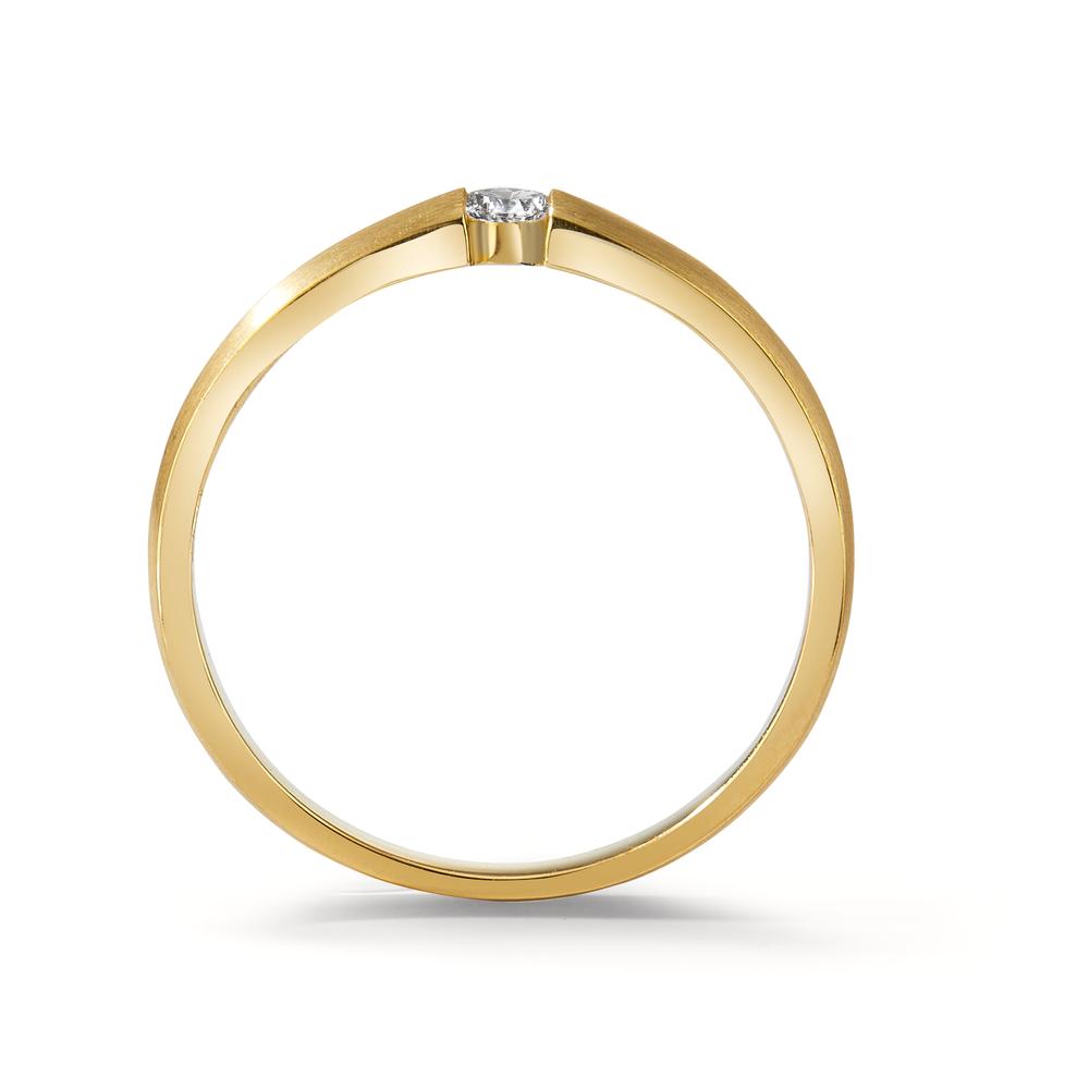 Solitär Ring 750/18 K Gelbgold Diamant 0.06 ct, w-si