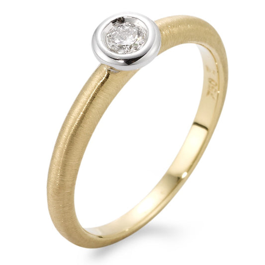 Solitär Ring 750/18 K Gelbgold, 750/18 K Weissgold Diamant 0.10 ct, w-si
