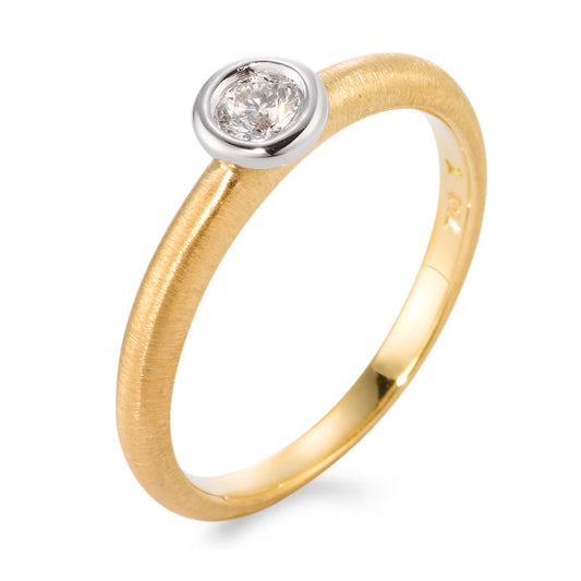 Solitär Ring 750/18 K Gelbgold, 750/18 K Weissgold Diamant 0.15 ct, w-si