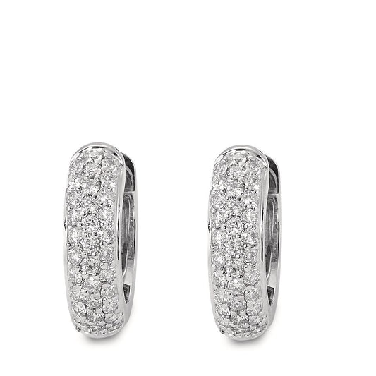 Klappcreolen 750/18 K Weissgold Diamant 0.50 ct, 66 Steine, w-si