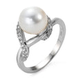 Fingerring 750/18 K Weissgold Diamant 0.20 ct, 23 Steine, w-si Süsswasserzuchtperle weiss, 9 mm