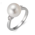 Fingerring 750/18 K Weissgold Diamant 0.24 ct, 2 Steine, w-si Süsswasserzuchtperle weiss, 10 mm