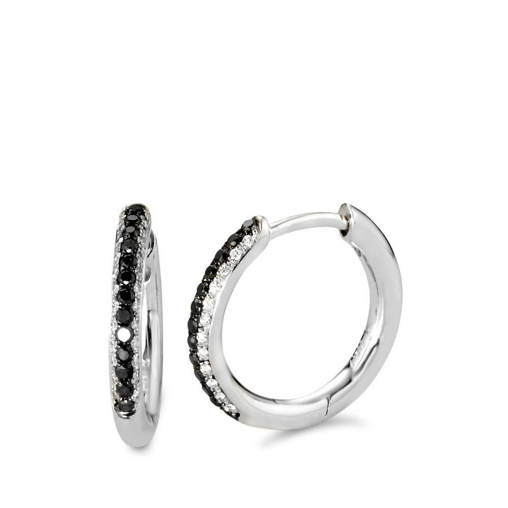 Klappcreolen 750/18 K Weissgold Diamant schwarz, 0.11 ct, 24 Steine, w-si