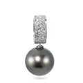 Anhänger 750/18 K Weissgold Diamant 0.20 ct, 20 Steine, w-si Tahitiperle anthrazit, 12.5 mm