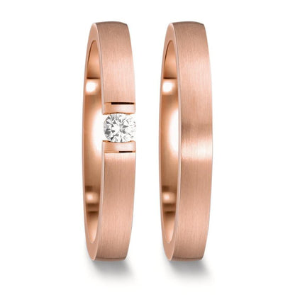 Partnerring 585/14 K Rosegold Diamant weiss, 0.10 ct, w-si