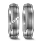 Partnerring 950 Palladium, 500 Palladium Diamant weiss, 0.04 ct, 4 Steine, w-si