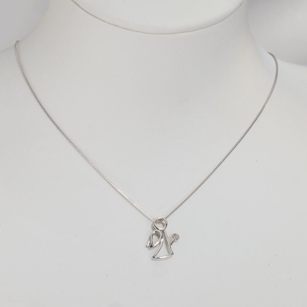Anhänger 750/18 K Weissgold Diamant 0.007 ct, w-si Engel