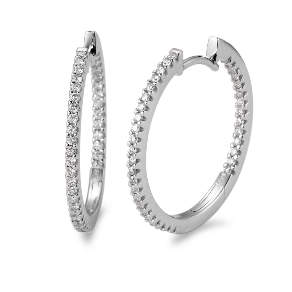 Klappcreolen 750/18 K Weissgold Diamant weiss, 0.50 ct, 74 Steine, Brillantschliff, w-si