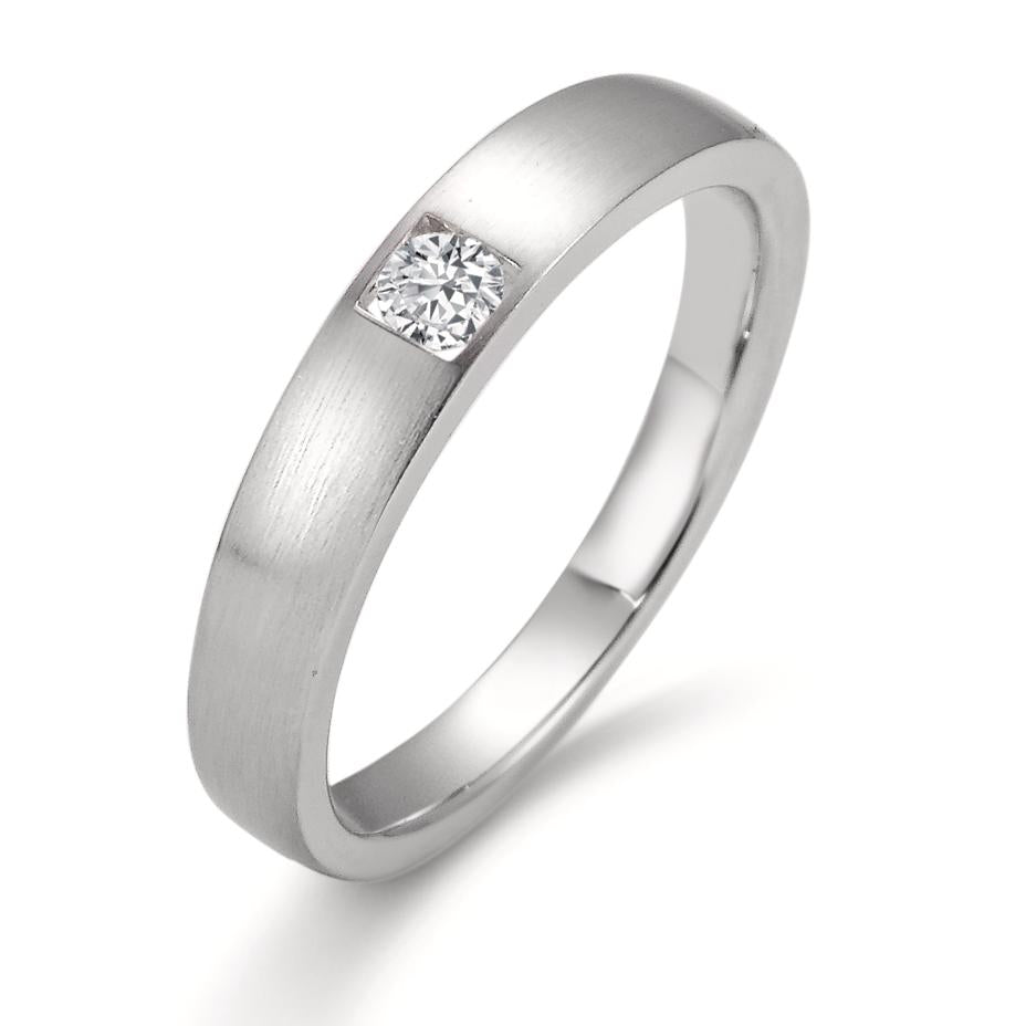 Solitär Ring 750/18 K Weissgold Diamant weiss, 0.11 ct, Brillantschliff, w-si