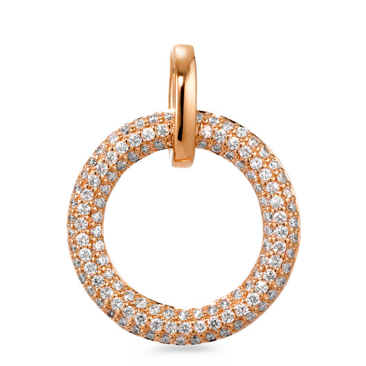 Anhänger 750/18 K Rotgold Diamant weiss, 0.50 ct, 125 Steine, Brillantschliff, tw-vsi Ø18 mm