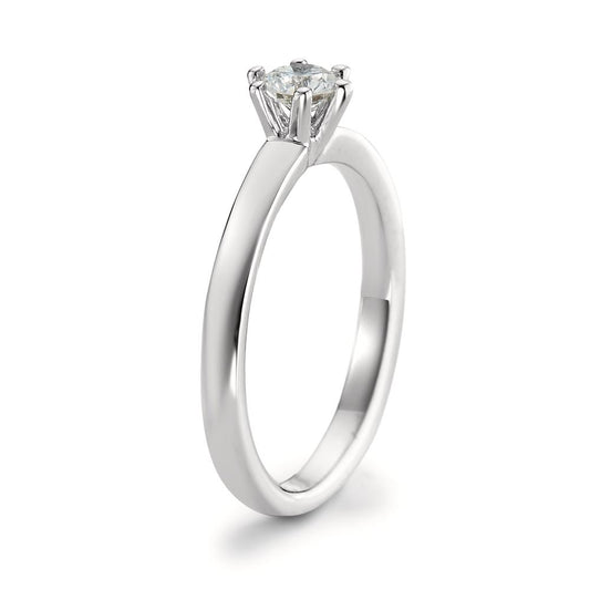 Solitär Ring 750/18 K Weissgold Diamant weiss, 0.20 ct, Brillantschliff, w-si