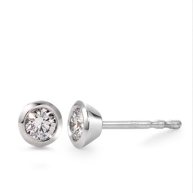 Ohrstecker 750/18 K Weissgold Diamant weiss, 0.10 ct, 2 Steine, Brillantschliff, w-si Ø4 mm