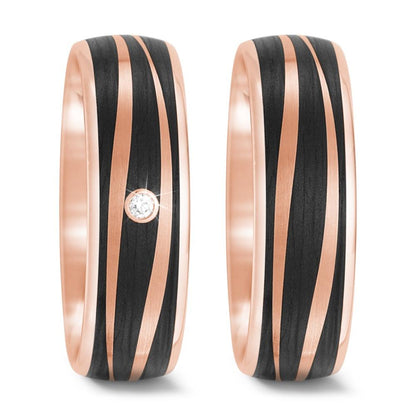 Partnerring 585/14 K Rosegold, Carbon Diamant 0.02 ct, tw-si
